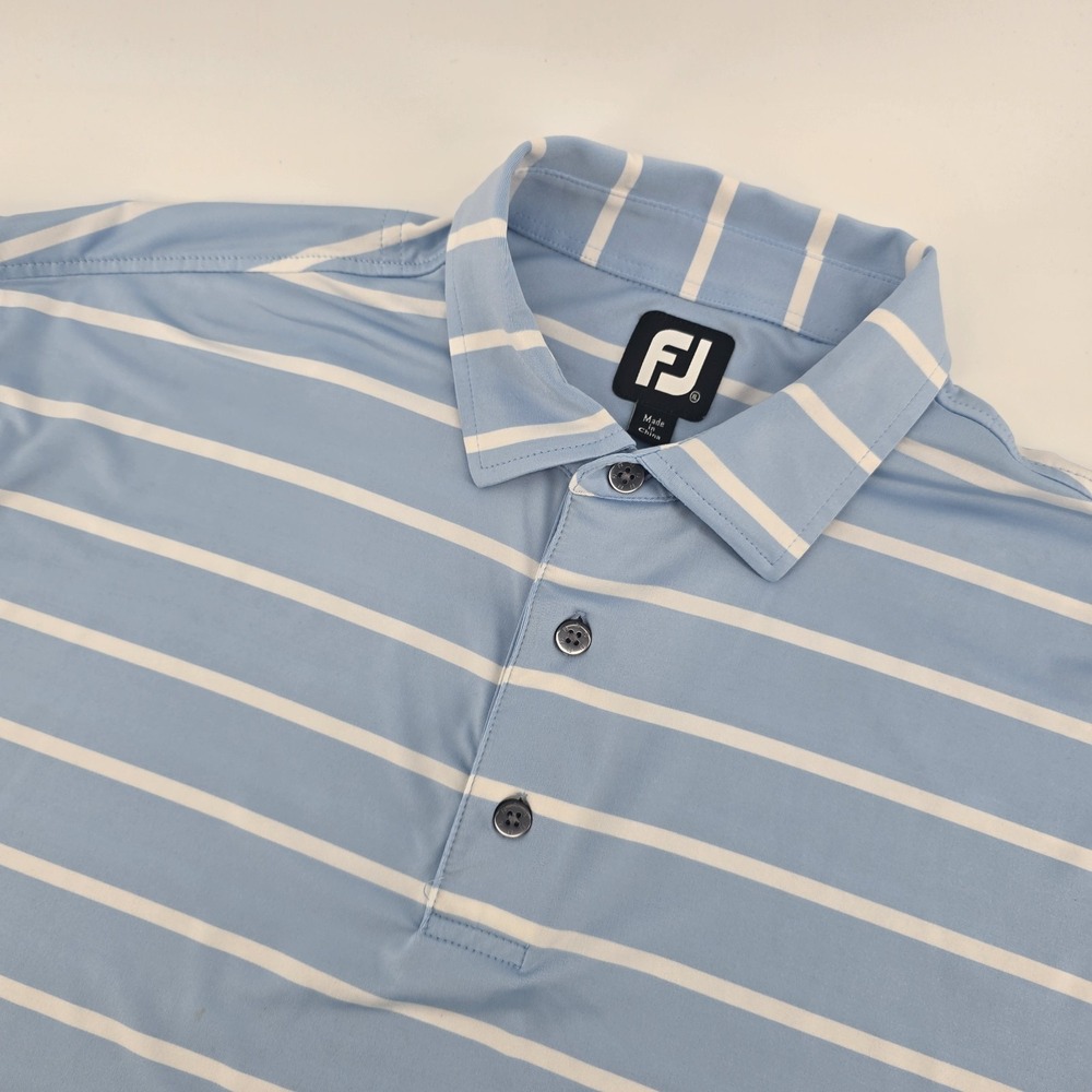 FootJoy FJ‎ Polo Mens XL Blue Striped Golf Short Sleeve Performance PGA